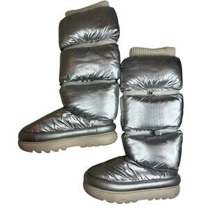 Rare UGG Classic Maxi Ultra Tall silver metallic puffer boots size EU36/US 5